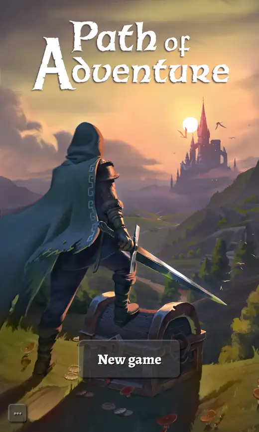 Οθόνη τίτλου του Path of Adventure με ταξιδιώτη μπροστά σε κάστρο